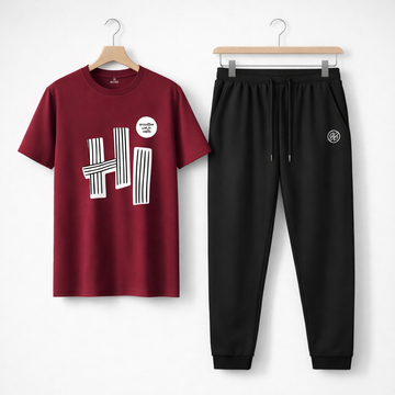 Men's Dri Fit Printed Track Suit Maroon For Men